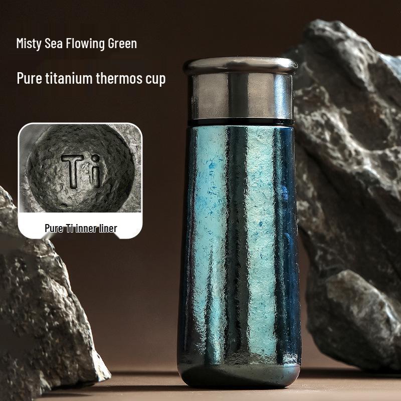 Colorful Ice Flower Pocket-Sized Double-Layer Titanium Travel Cup