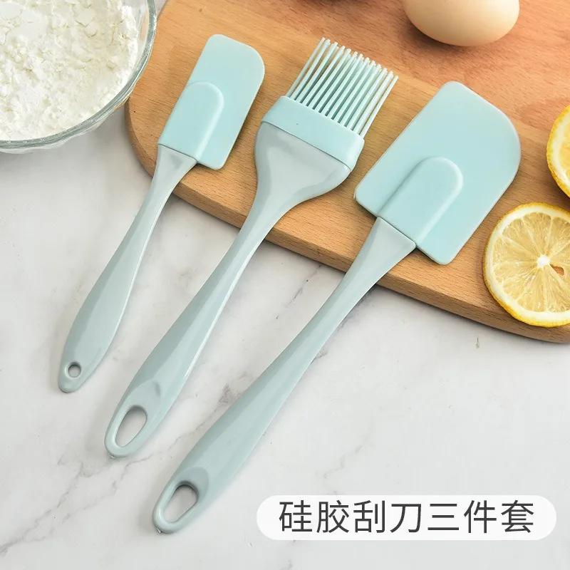 Three Piece Set, Baker's Kitchen Tools, Oil Brush Set, Silicone Oil Brush, Silicone Scraper, Cake Spatula