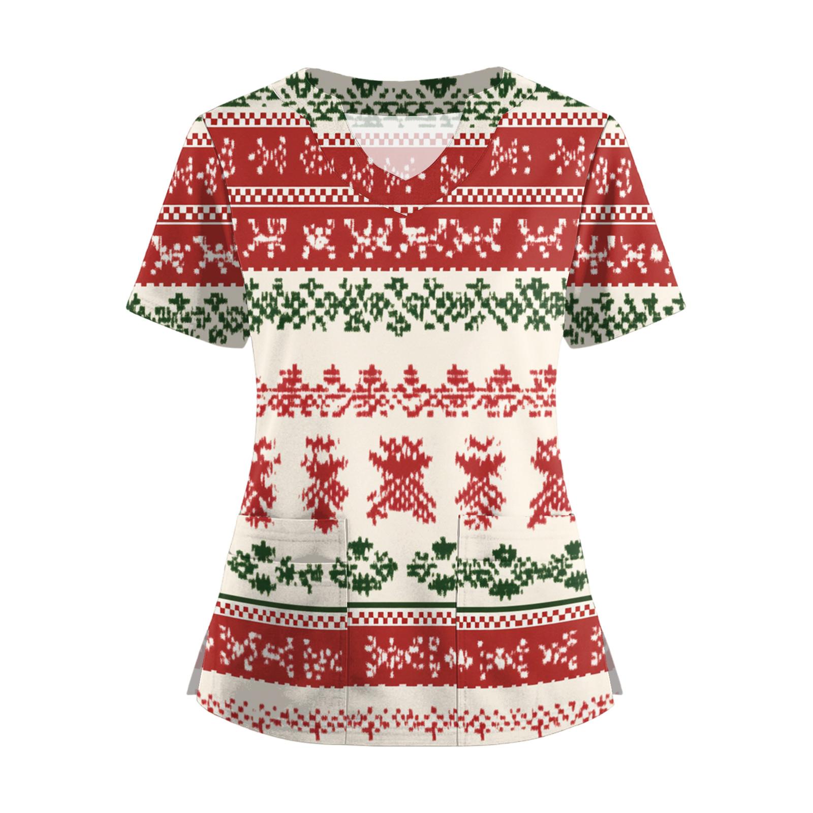 

Женская футболка с коротким рукавом, рождественским принтом, V-образным вырезом, на пуговицах сбоку и разрезом L