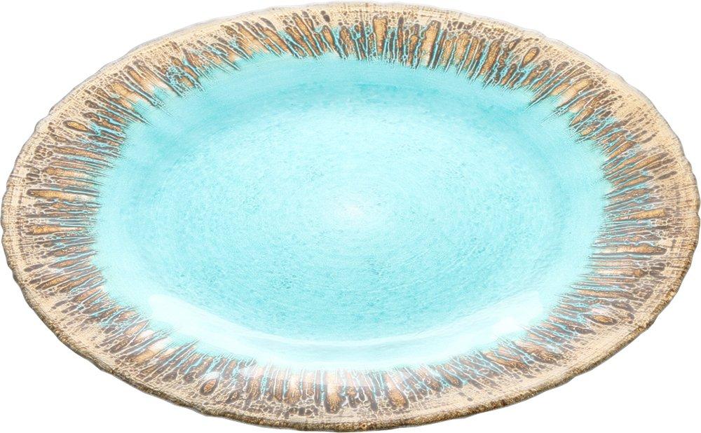 

Vetro Felice Large Platter, Turquoise and Gold, 33cm, Happy Glass Flash Design, 349133P
