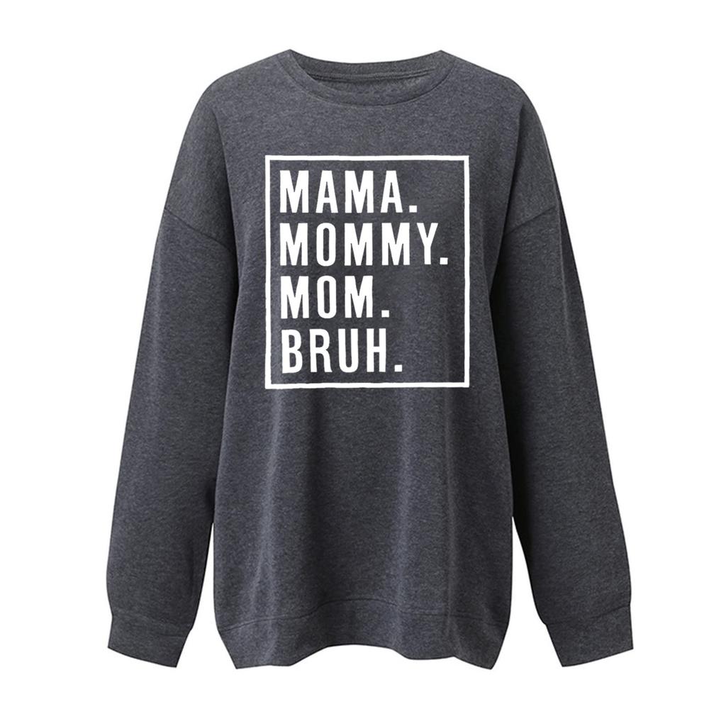 Ladies Fashion Casual Print Loose  Round Neck Long Sleeve Top Sweatshirt