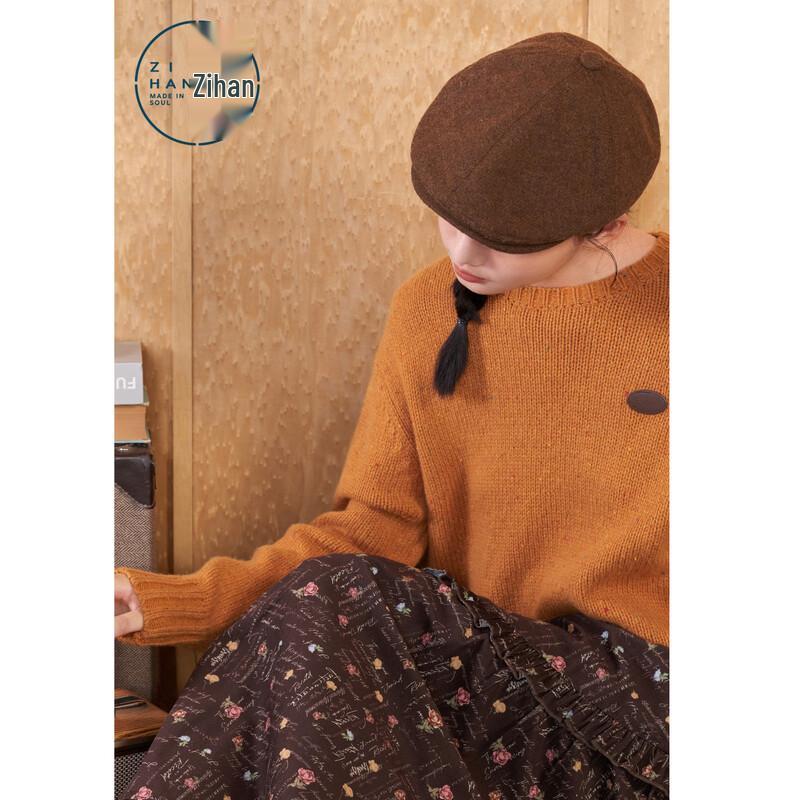 ZIHAN Women s Round Neck Dropped Shoulder Knit Sweater S