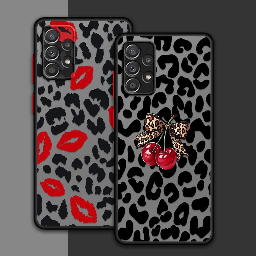 Phone Cover Case for Samsung Galaxy A34 A36 A54 A52S A72 A14 A23 A16 A15 A73 A33 A35 A17 A52 A56 A55 A53 Leopard Butterfly Tie