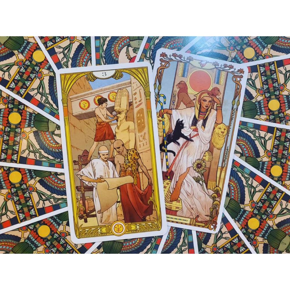 10,3 x 6 cm großes ägyptisches Jugendstil-Tarot, 78 Karten