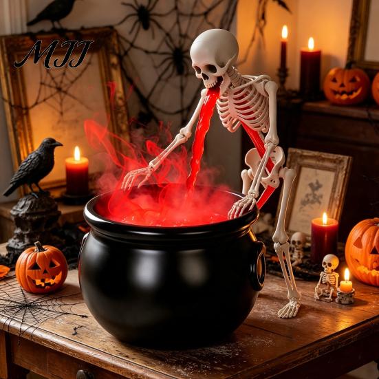 Lighted Witch Pot for Party Decor Halloween Cauldron Fog Machine, Ultrasonic Mist Maker with Glowing LED, Unique Gothic Holiday Gift