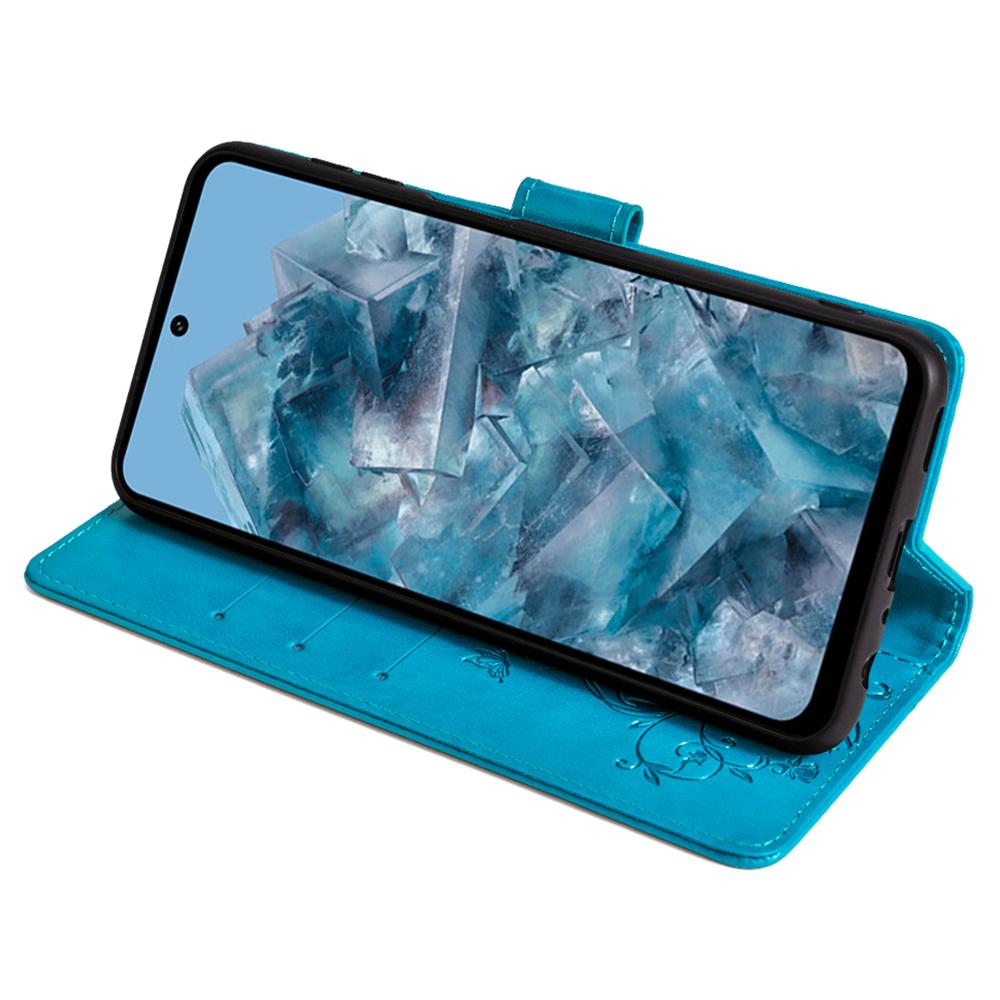 Für Google Pixel 8 Pro Hülle PU-Leder Schmetterling Blume geprägt Brieftasche Handy Folio Hülle