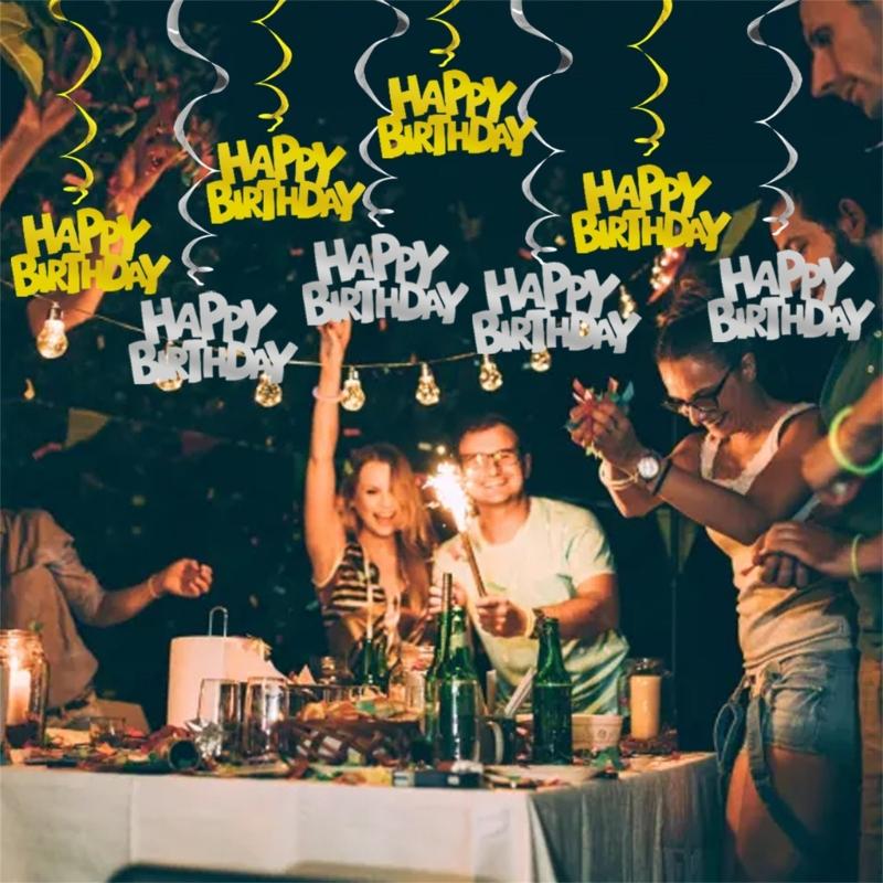 Stylish Birthday Party Hanging Swirls Beautiful Happy Birthday Spirals Decors Set Individualized Party Enhancement