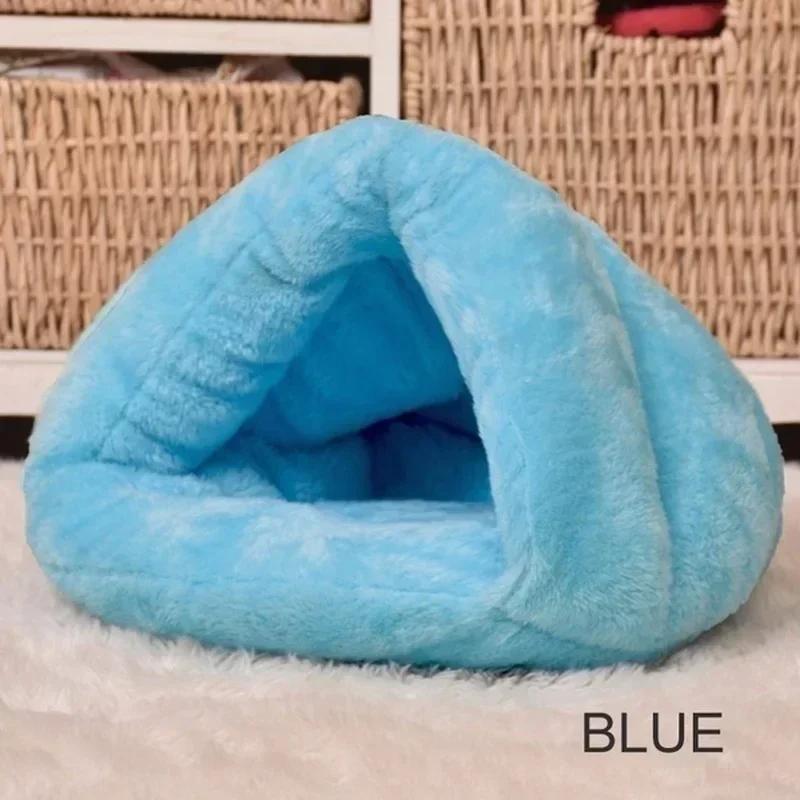Cat and Dog Triangle Pet Nest Winter Thickened and Warm Pet Mat Mongolian Yurt Fury Half Closed Sleeping Bag Pet Rest Supplies