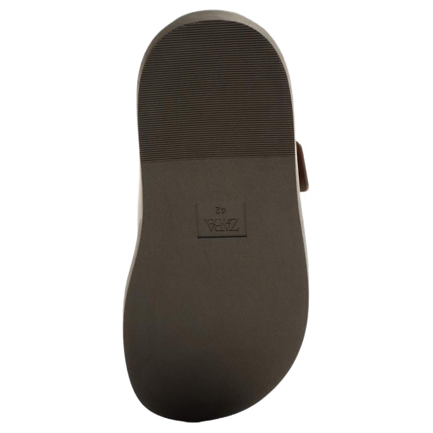 Zara Sandaletten mit offenem Zeh, Doppelriemen, dekorativ, scheuerfest, Herrenschuhe, Dunkelbraun Gelb 2700520709