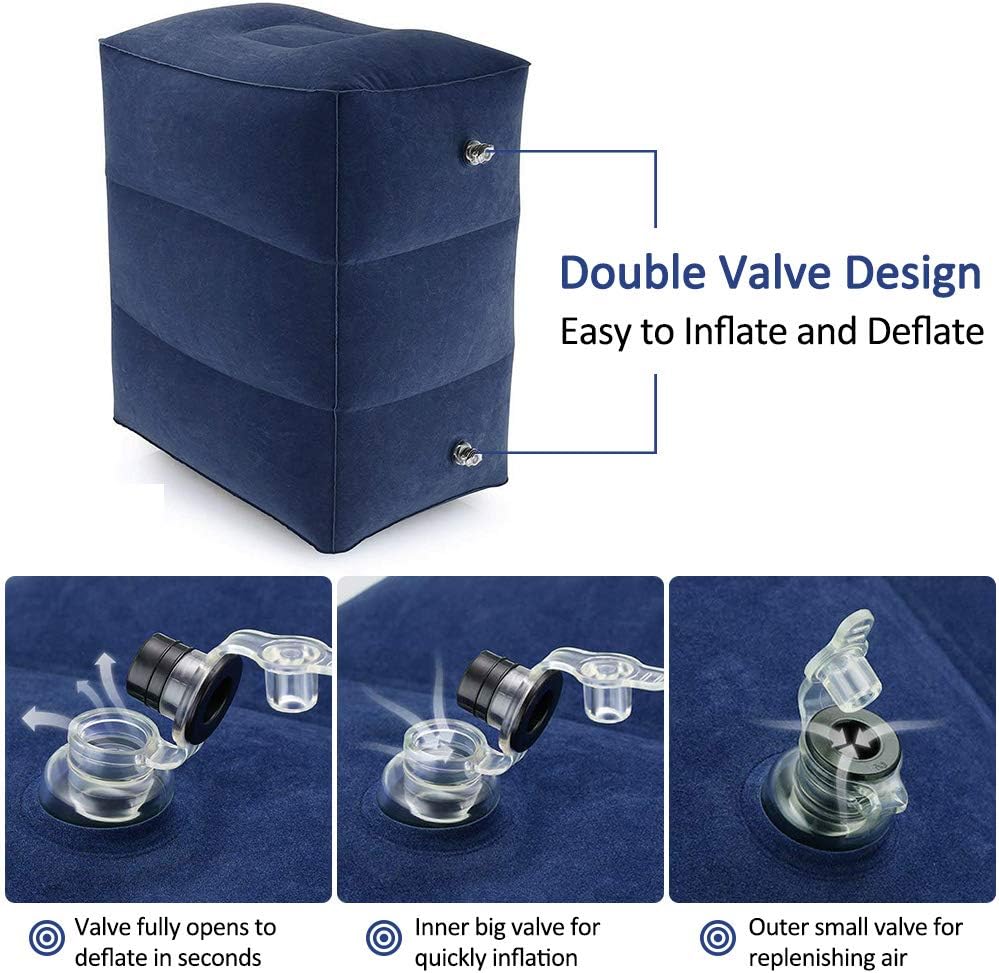 Inflatable Travel Footrest Pillow Multifunctional Adjustable Height Travel Pillow For Kids Sleeping And Leg Rest 