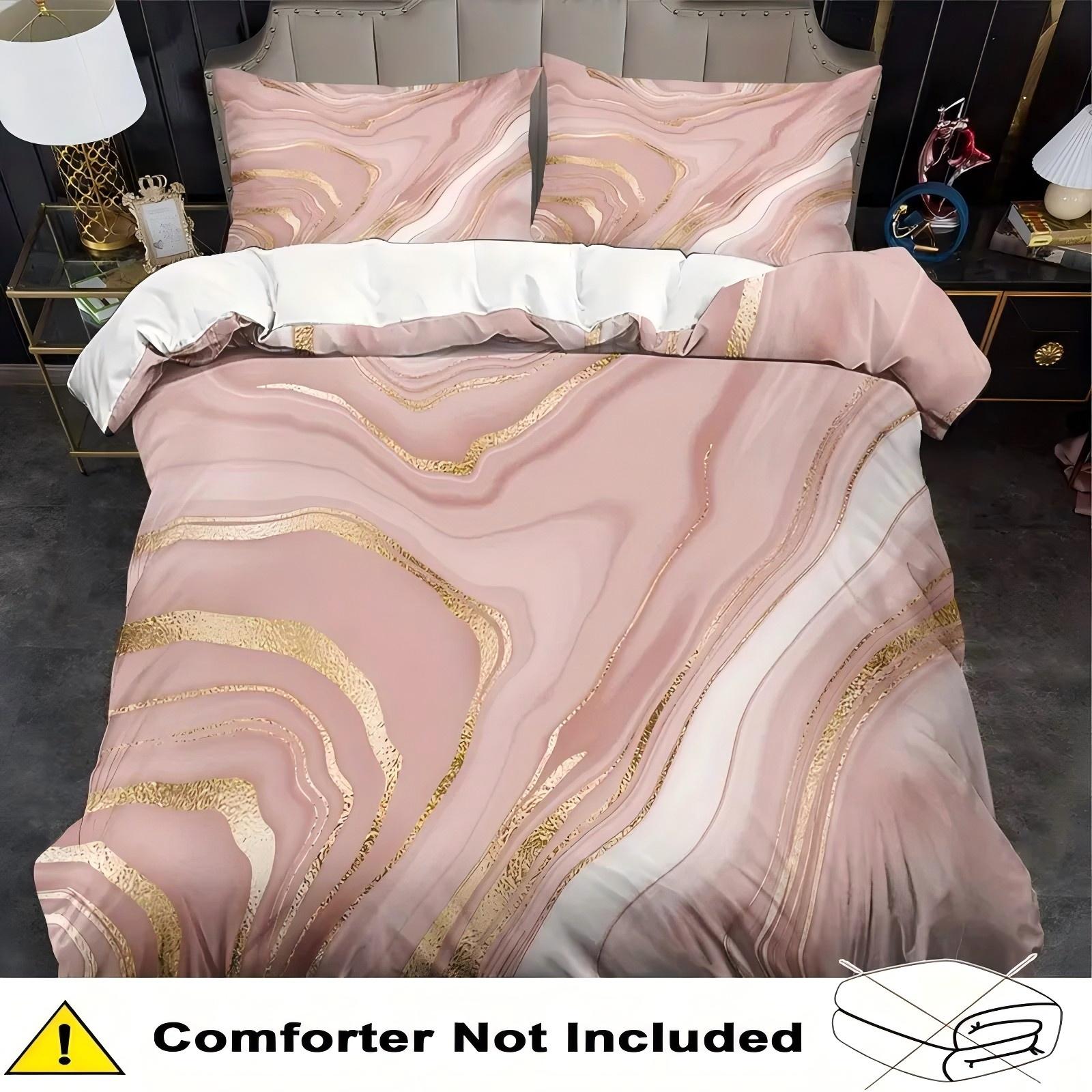 

Pink Marble Pattern 3D Printed Duvet Cover Abstract Art Style Luxury Bedding Set Soft Comfortable Quilt Cover Set Pillowcases 135x200cm 2pcs