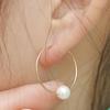 Fashion Women Faux Pearl Charm Huggie Hoop Earrings Party Jewelry Birthday Gift