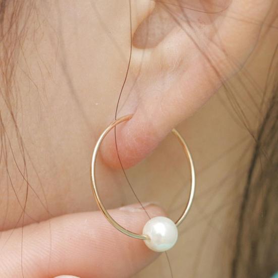 Fashion Women Faux Pearl Charm Huggie Hoop Earrings Party Jewelry Birthday Gift