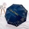 1pc Christmas Greeting Card Design Umbrella with Plastic Handle,Suitable for All Seasons Home Travel Outdoor UmbrellaDD218