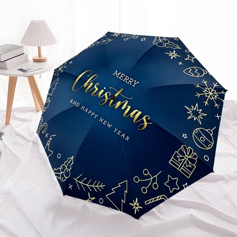 1pc Christmas Greeting Card Design Umbrella with Plastic Handle,Suitable for All Seasons Home Travel Outdoor UmbrellaDD218