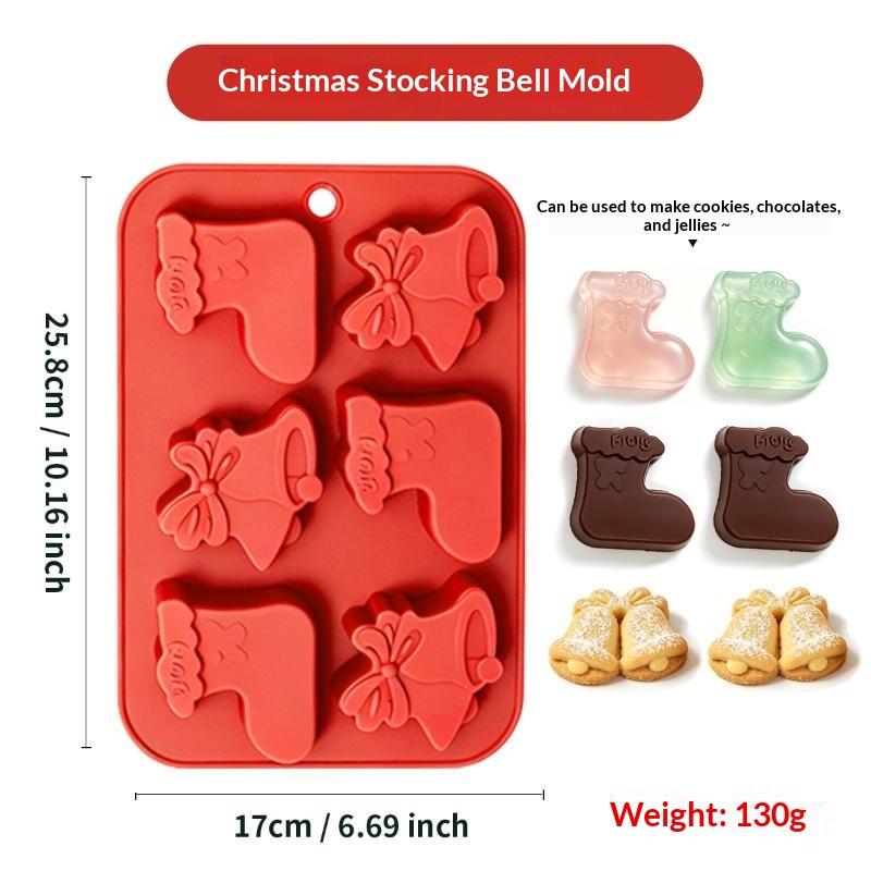 Christmas Silicone Chocolate Baking Molds For Cake Toppers,Santa Clause Snowman Xmas Tree Presents Gingerbread Stockings Molds