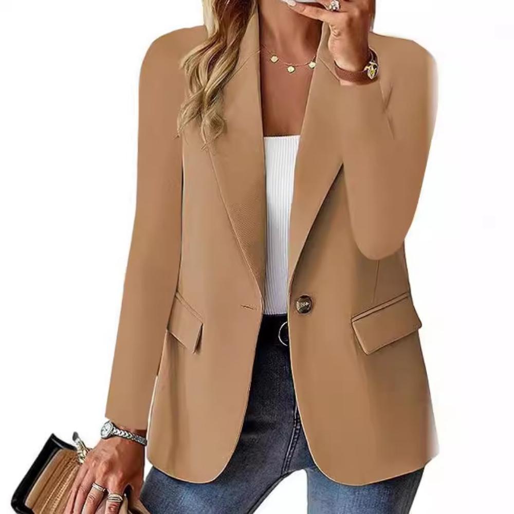Women's Stylish, Long-sleeve, Solid-color, Fitted Cardigan Blazer for Autumn