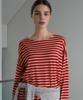 JE NE SAIS QUOI Silk Tencel Stripe Pullover_Red/Off-White