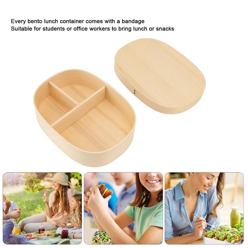 Single Layer Lunch Box Wooden Lunch Container Practical Picnic Box  For Picnics