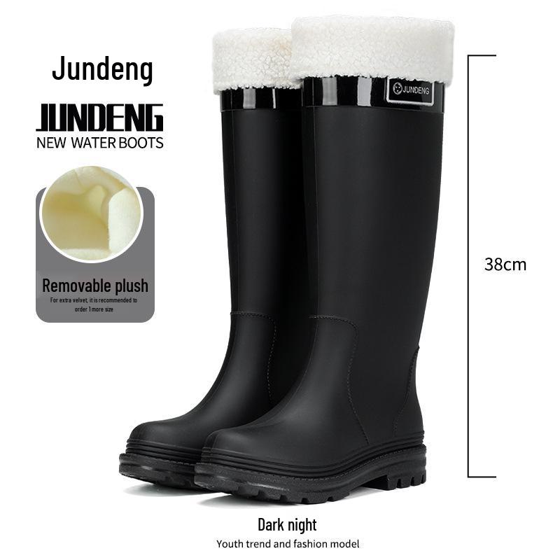 Women's Thickened High-Top Waterproof Rain Boots with Non-Slip Velvet Lining