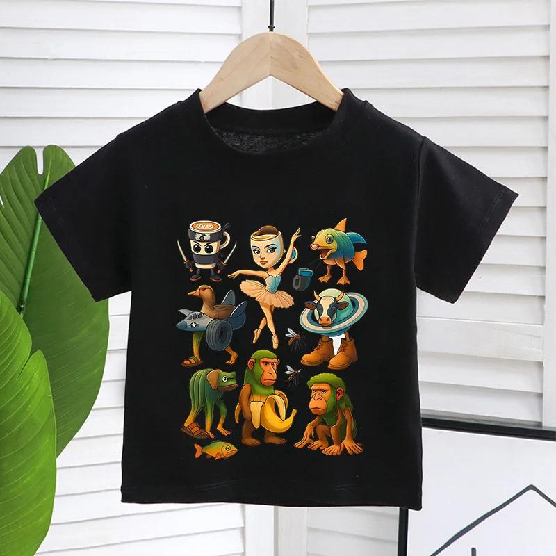 Italský Brainrot Vtipná Dětská Trička Dítě Tralalero Tralalas Tung TungTung Sahur Bombardiro Krokodýl Brr Patapim Oblečení Top