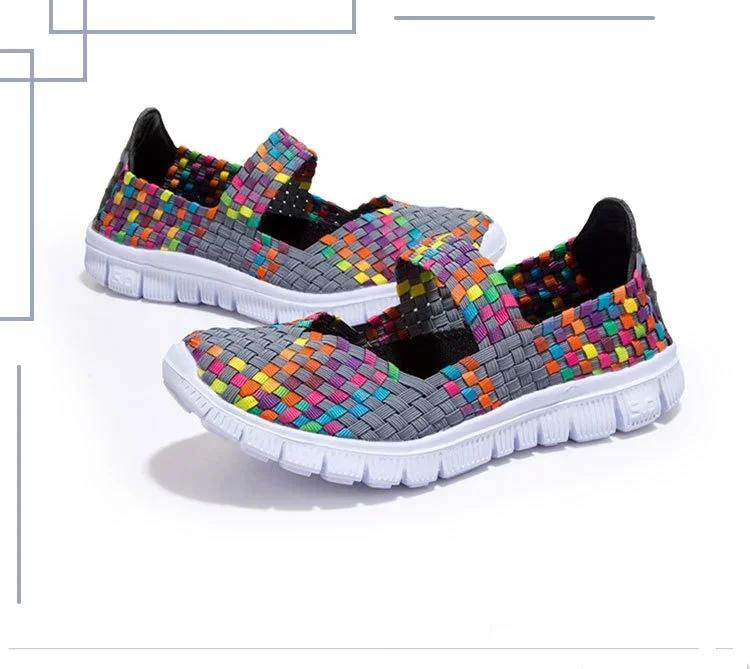 Fashion Plus Size Women Flat Shoes Elastic Band Weave Shoes Women Comfort Flat Shoes Women Casual Loafers Zapatos De Mujer