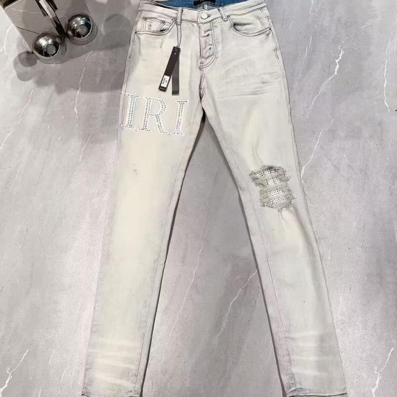 Punk Retro Blue Ripped Slim Fit Printed Men's Jeans