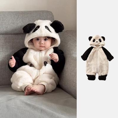 0-36 mesi Pagliaccetto per neonato Tuta invernale per neonato Salopette Pagliaccetto con cappuccio Animale Panda Tieni caldo per bambino bambina Hallowe morbido Pigiama