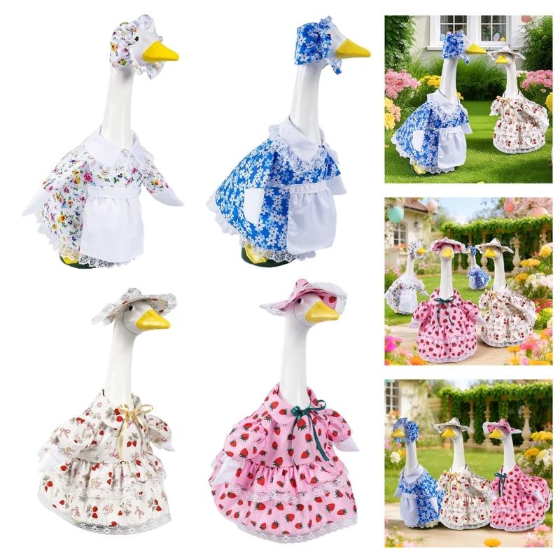 Lovely Porch Geese Outfit Cheerful Easter Themed Geese Dress Decoration For Family Gatherings Seasonal Displays