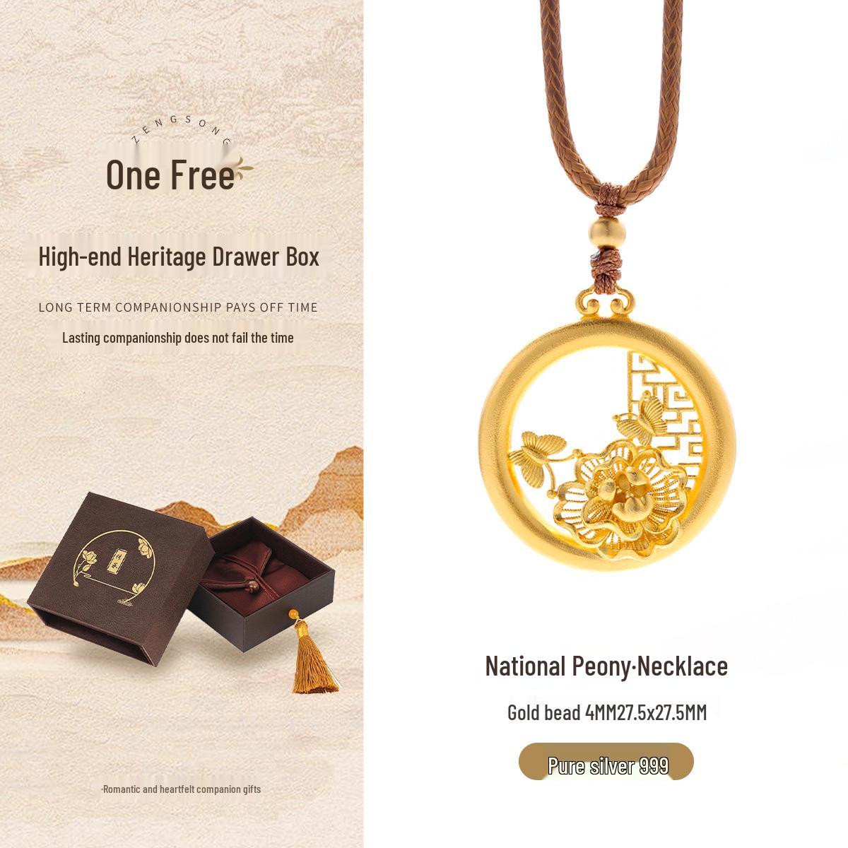 

999 Sterling Silver Openwork Butterfly & Peony Necklace - Women s Retro Court Style Choker TL015115 Sterling Silver