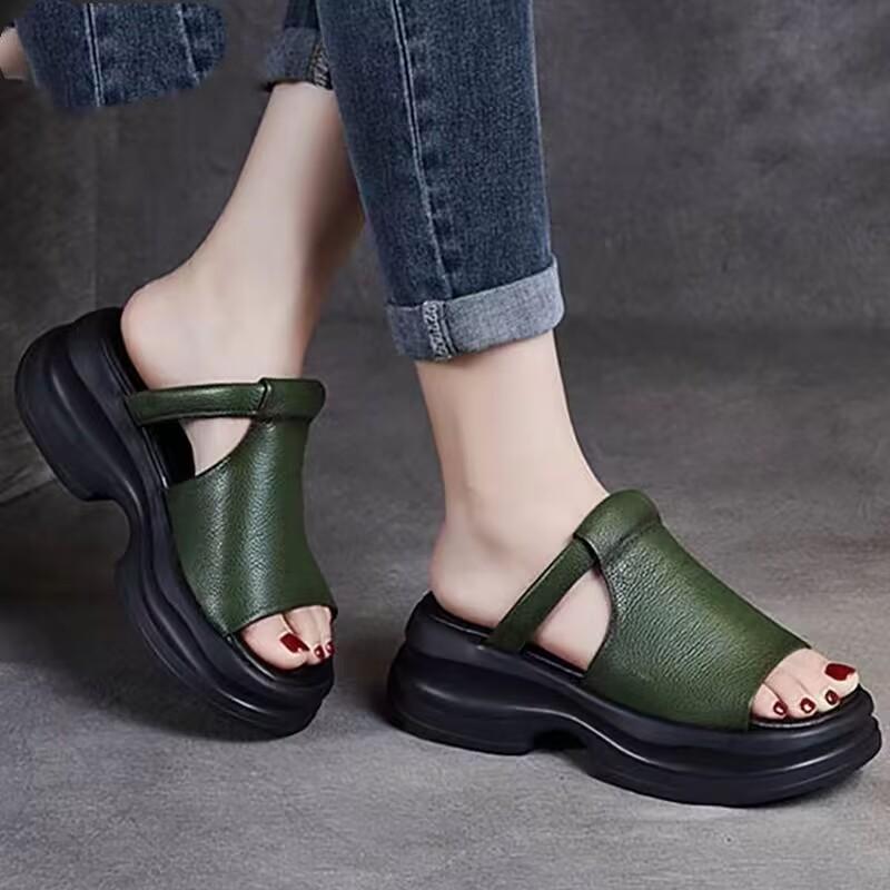 

Ethnic style cool slippers women s fashion outer wear 2025 summer new platform women s shoes high-end one-word slippers 40