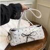 Fashion Bow Ribbon Shoulder Bag Daily Casual Commuting Bowknot Print Underarm Bag Sweet Women's Small Handbag