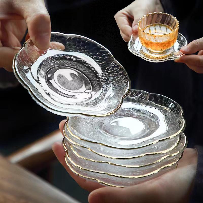 Japanese Crystal Glass Kung Fu Tea Cup with Gold Painting - Small Tasting Bowl