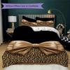 Leopard Print Bow Pattern Bedding uilt Set uilt Cover Pillowcase Home Decoration Birthday Gift (1 * duvet cover + 2 * pillowcase  without core)91