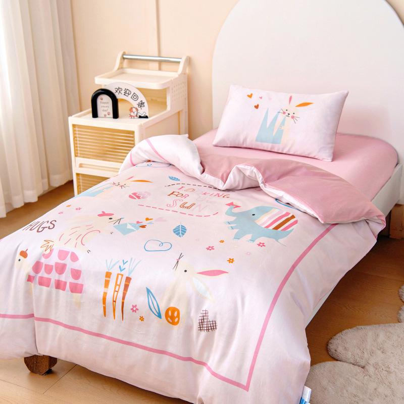 60S Pure Cotton Digital Print Kids' Autumn/Winter Bedding Set: First Day of School Duvet Cover