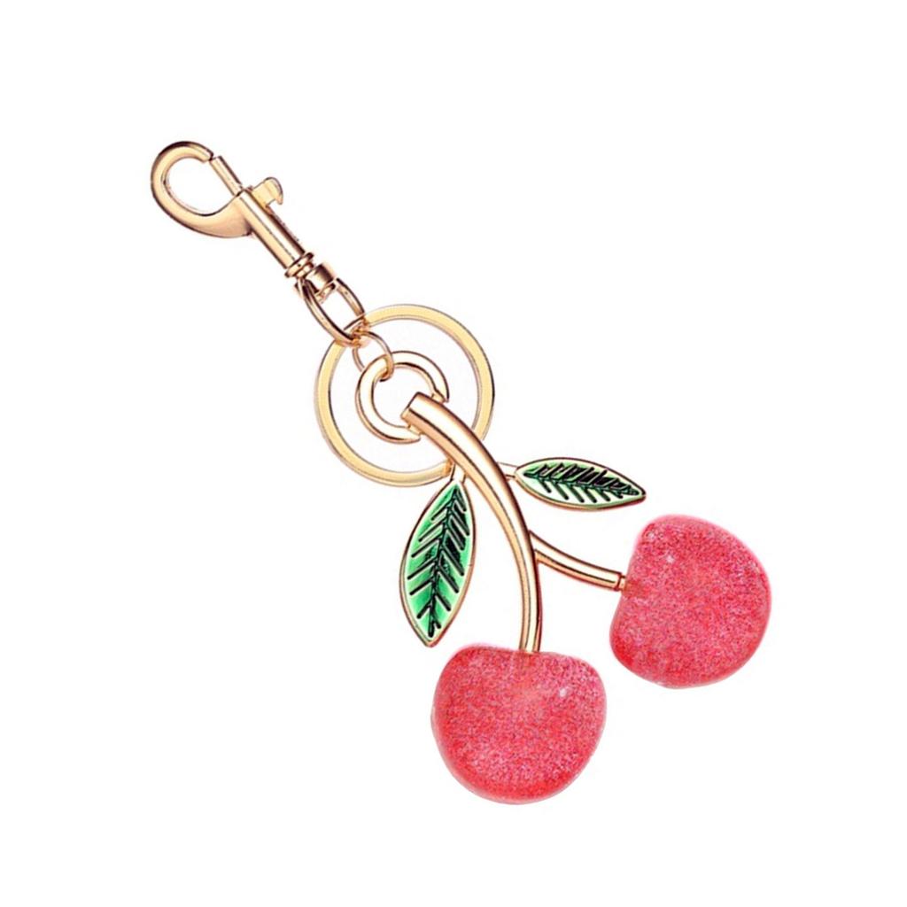 Glitter Cherry Bag Accessory Fashion Keychain Alloy Resin Texture Cherry Keyrings Suitable for Party and Casual Outfits