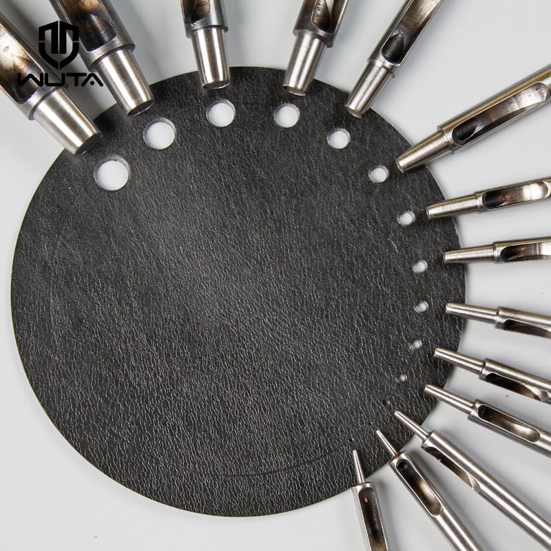 WUTA SPC Hole Punch Set, 10 Sizes, Belt Punch, Round Hole Punch, Leather Punch (0.5, 1, 1.5, 2, 2.5, 3, 3.5, 4, 4.5, 5mm)
