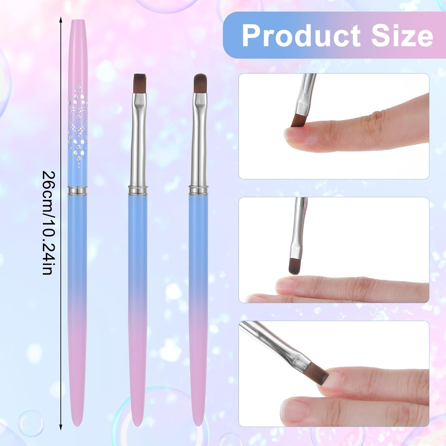 Nail Polish Clean Up Brush, 3 Pcs Round Flat French Brush, Nail Brushes for Cleaning Fingernails, Professional Nails Design Brushes for Women Girls