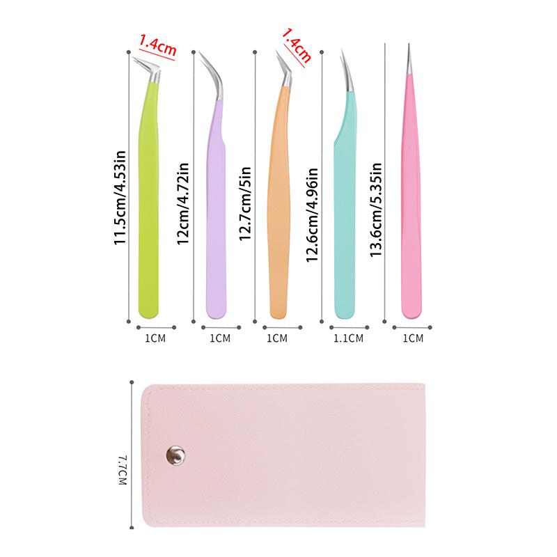 1/5 Pcs Eyelash Tweezers Extension Stainless Steel Superhard Tweezers Tips High Precision Anti-Static Tweezers Professional Tool