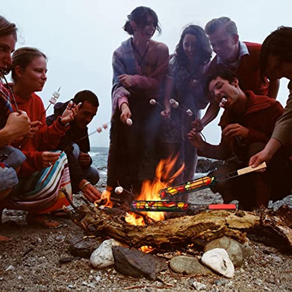 Kabob-Grillkorb, Grillspieße, antihaftbeschichtet, Kabob-Grillkörbe, Set mit 6 und 6 Grillspießen, Grill- und Grillutensilien