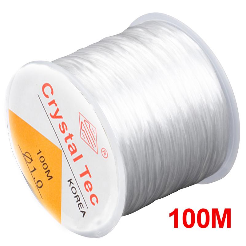 100m Starkes Elastisches Kristall-Perlen-Garn Schnur Schmuckherstellung Halskette Armband DIY Perlen Schnur Dehnbar Dicke 0,5-1mm