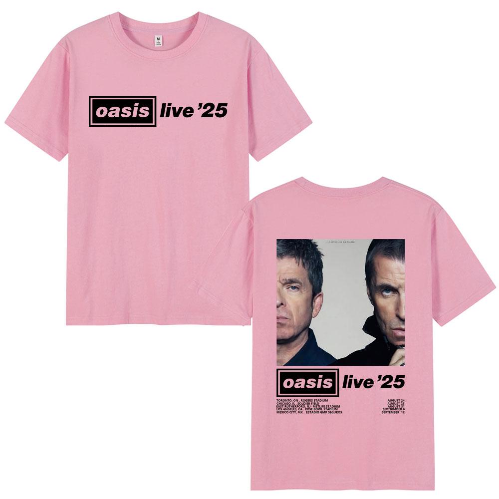 O-Oasis Live 25 Tour T-Shirts British Rock Band T-shirt Mens Clothing Cotton Casual Short Sleeve Tee Shirt Oversized Streetwear