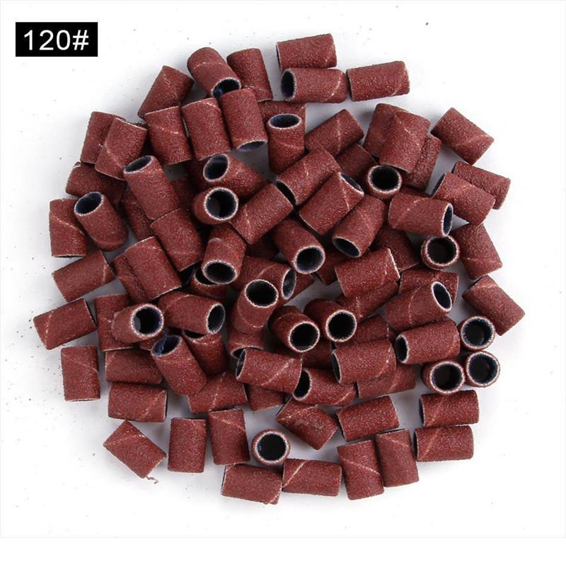 

100 шт., шлифовальные ленты для дизайна ногтей, электрическая дрель для ногтей, шлифовальная машина для маникюра и педикюра, фрезы 80 120 180 Песочное кольцо #120