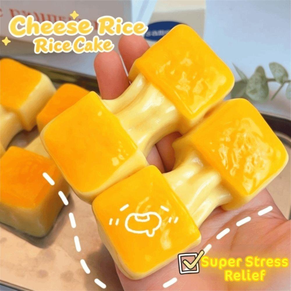 New Soft Rice Cake Stress Relief Stretchy Realistic Squeeze Fidget Slow Rebound Sticky Surface Sensory Hand Play