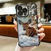 Sika Deer Elk Animal Plating Phone Case For Iphone 16 17 Pro Max Air 16E 14 15 Plus 12 13 Mini Anti-Fall Airabag Cover