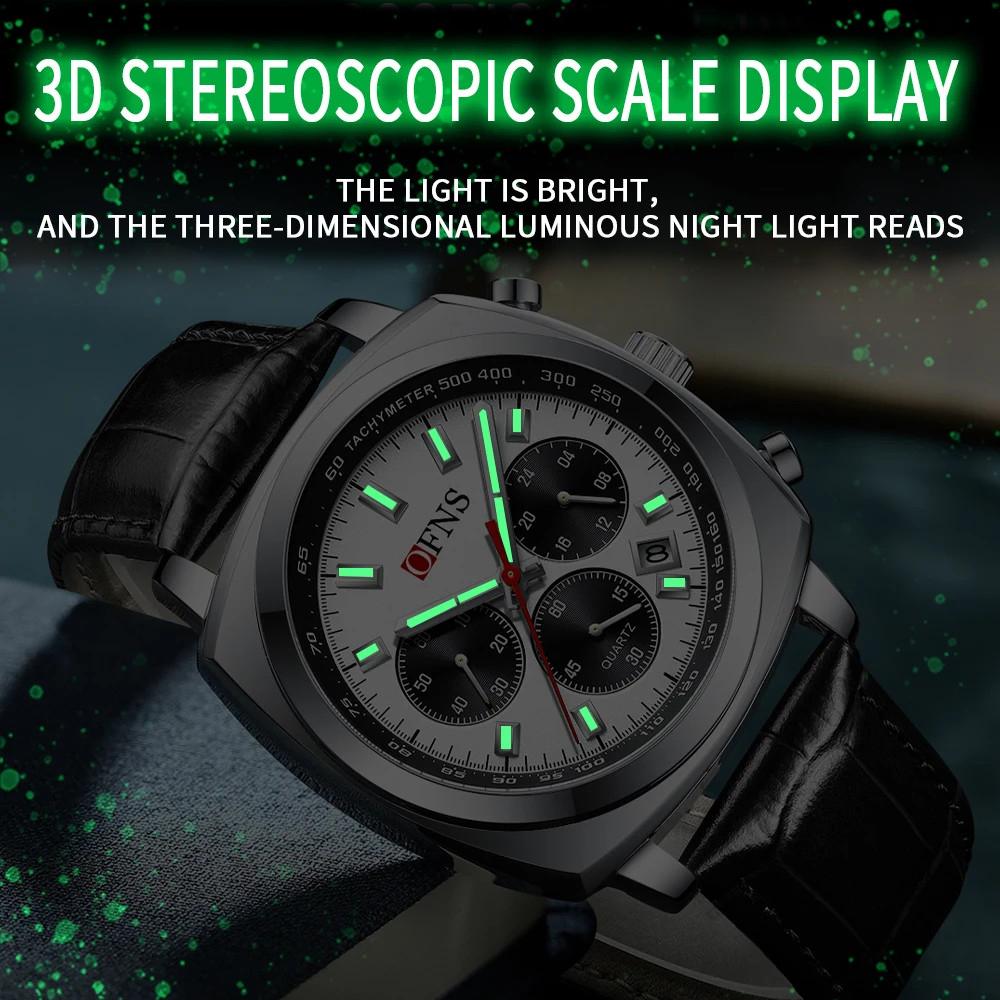 Mens Business Six-pin Quartz Watch Multi-functional Calendar Business Men Luxury Stainless Steel Wrist Watch Chronograph