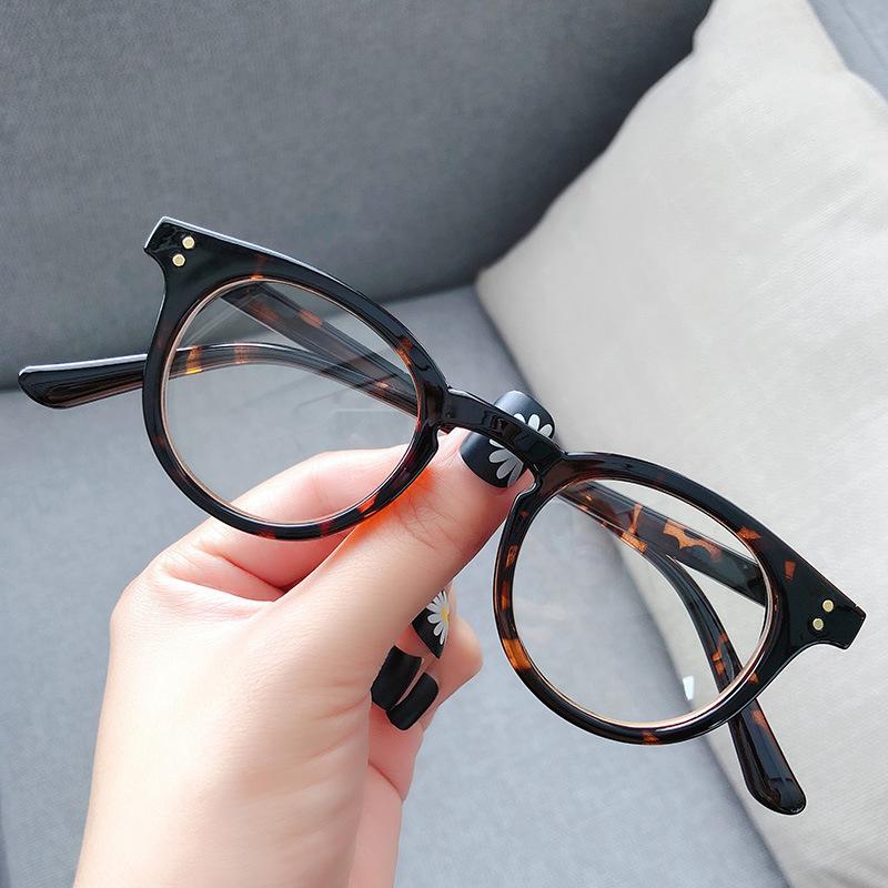 

Stylish unisex cat eye Plain glasses for men women pc frame glasses for party small round eyeglasses Gentle Black frame