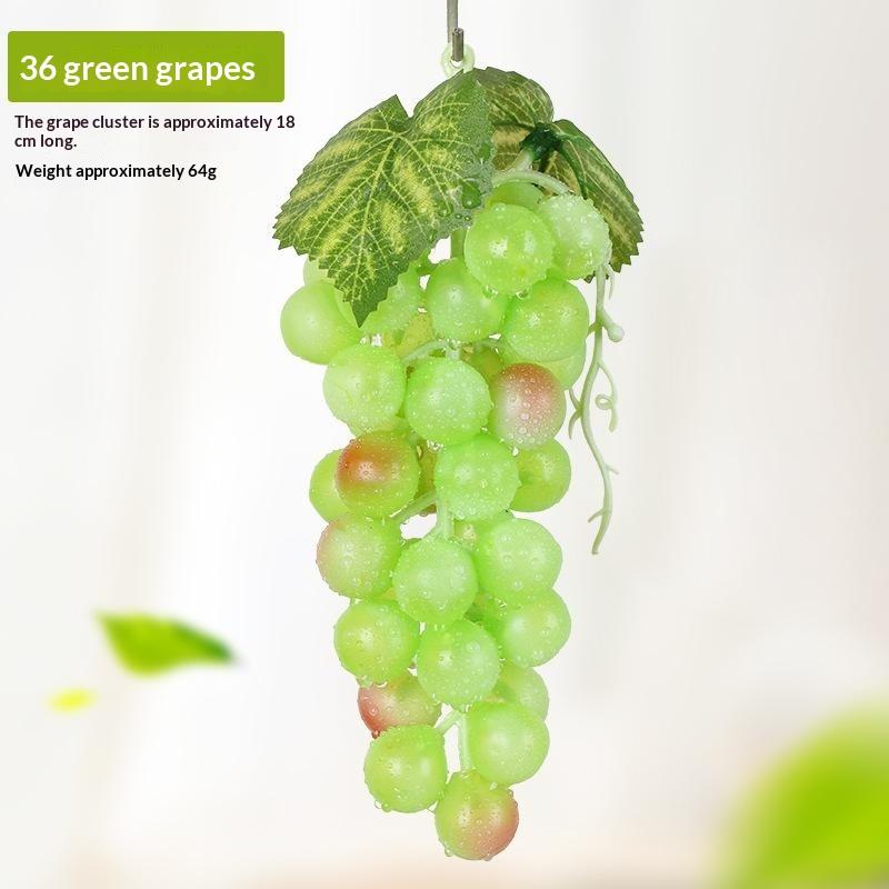 1Pcs Realistic Plastic Artificial Grapes Bunches Simulation Fake Fruit with Leaves for Vintage Home Decor Party Table Display