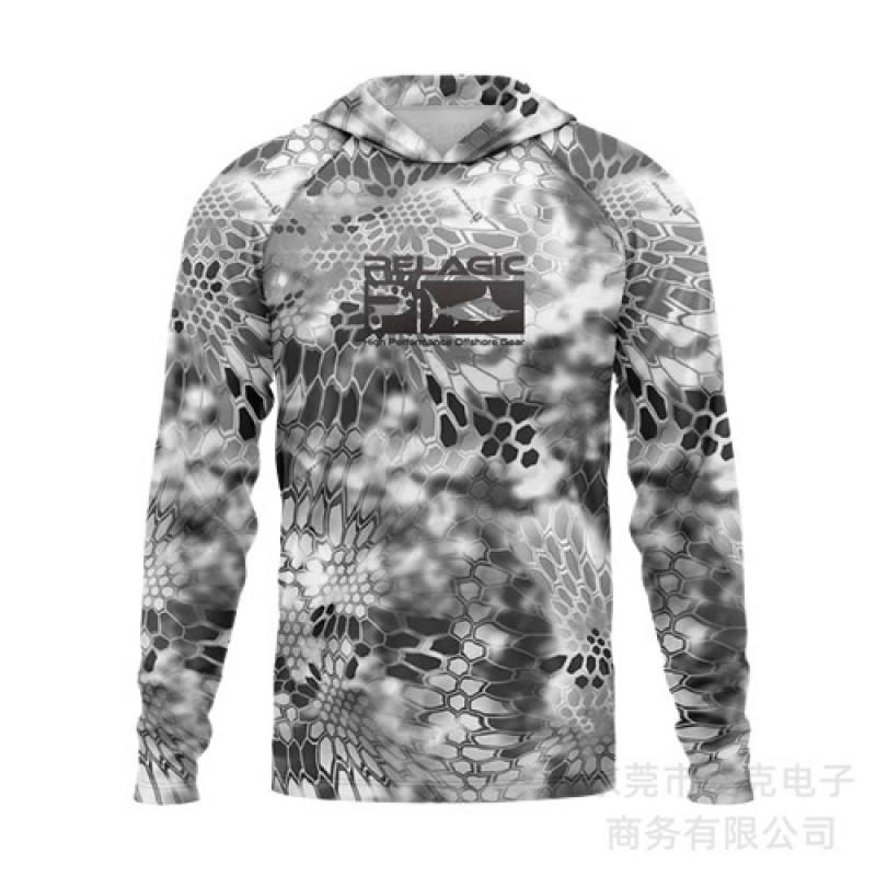 Mens Quick-Dry Long Sleeve Hooded Fishing Shirt UV Protection Outdoor Sportswear Breathable Milk Silk Cycling Jersey