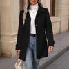 Abrigo de Lana Mixta Midi con Solapa de Solapa y Botonadura Única para Mujer Elegante Cinturón en la Cintura Longitud Media Ropa de Abrigo Otoño Invierno